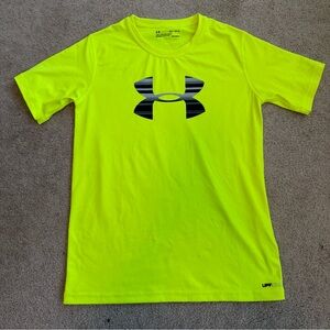 Under Armour Shirt Youth Boys LARGE Neon Yellow Swim Shirt  Rash Guard UPF 50+